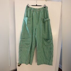 BDG barrel pant in green gingham